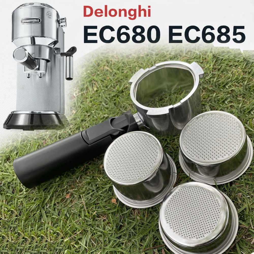 

51mm Coffee Bottomless Portafilter Filter For Delonghi Dedica ec680 ec685 Replacement 1 2 4 Cups Basket Barista Accessories