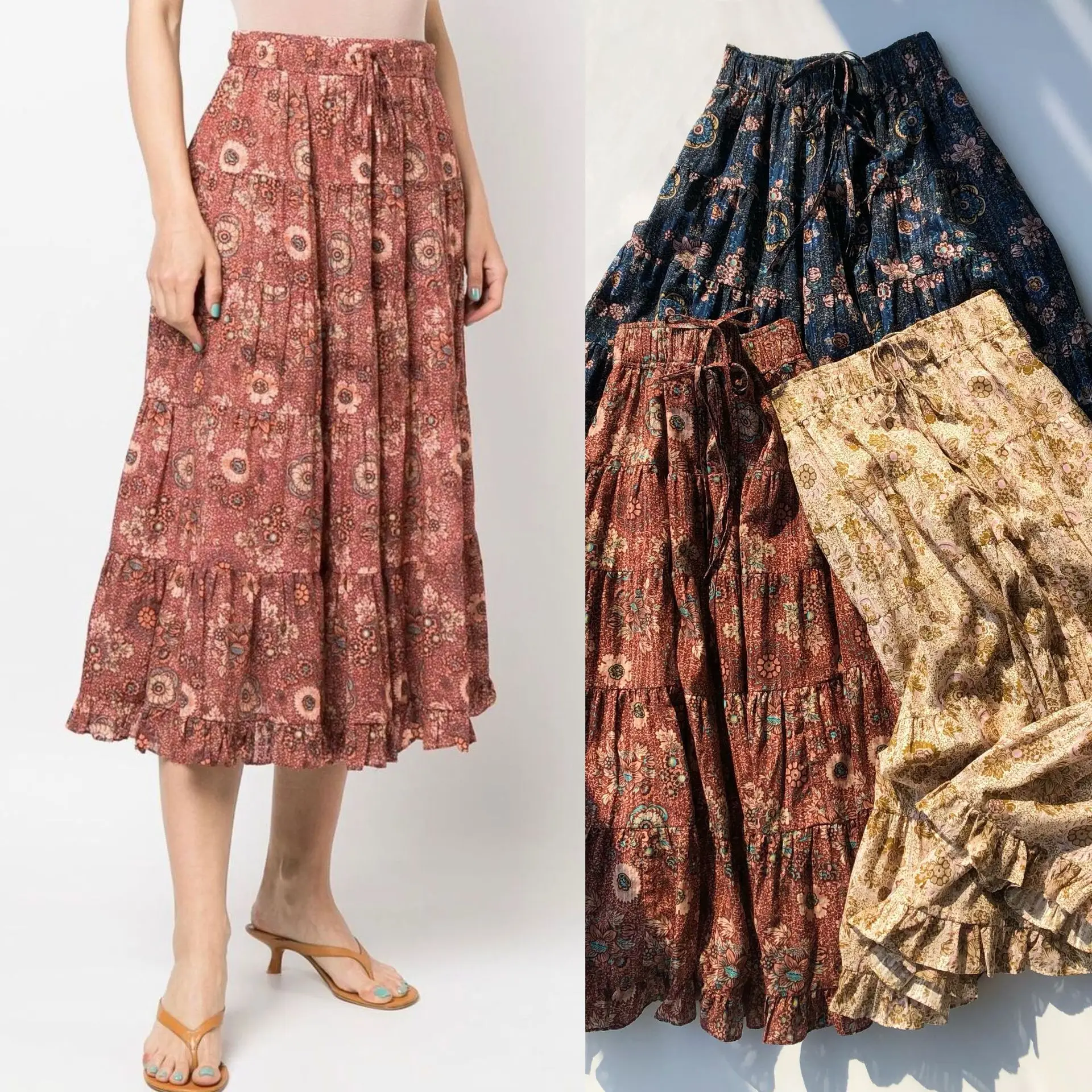 3 Colors Women Elastic Waist Skirt Floral Print Bohemia Style Pleated Vintage 2023 Spring New Female Midi Jupe
3 Colors Women Elastic Waist Skirt Floral Print Bohemia Style Pleated Vintage 2023 Spring New Female Midi Jupe
