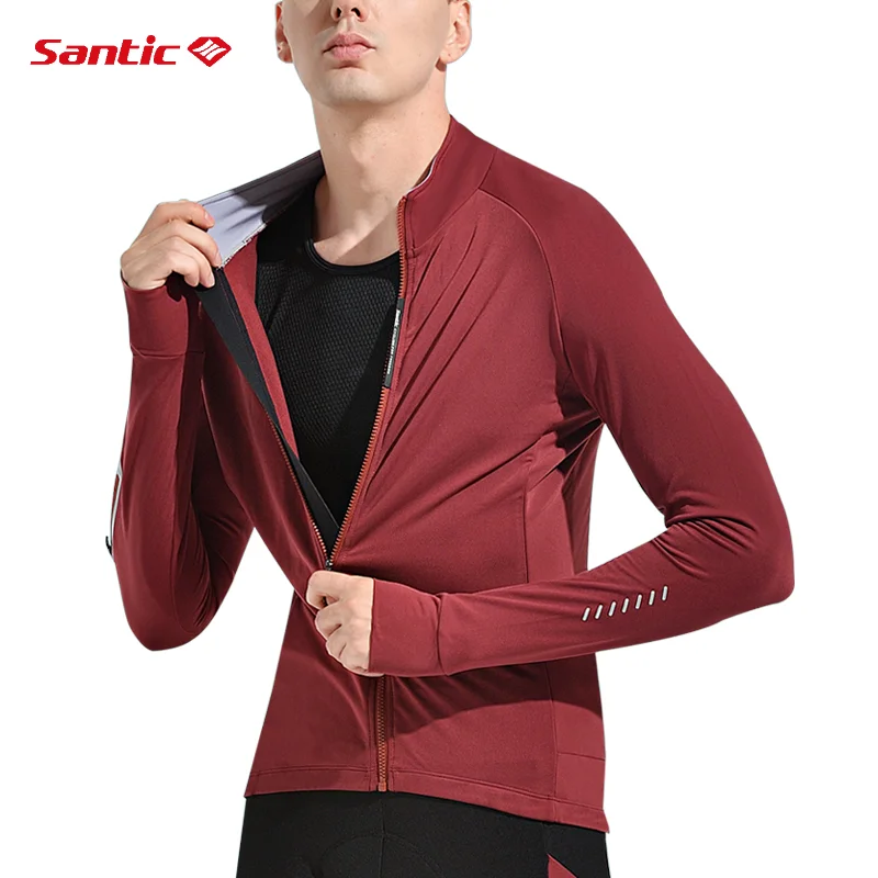 Мужская трикотажная спортивная одежда Santic зимняя теплая флисовая куртка с