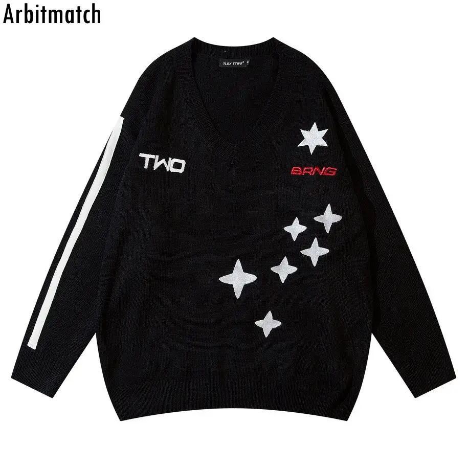 2022 Streetwear Men Knitted Sweater Vintage Pentagram Embroidery V Neck Loose Harajuku HIP HOP Pullovers for Men Women D065
2022 Streetwear Men Knitted Sweater Vintage Pentagram Embroidery V Neck Loose Harajuku HIP HOP Pullovers for Men Women D065