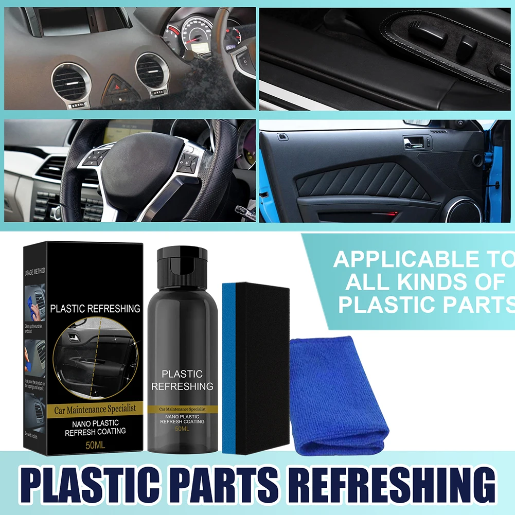 30ml/50ml Car Plastic Part Refurbish Agent Interior Maintenance Cleaner Dashboard Steering Wheel Plastic Restorer with Sponge
30ml/50ml Car Plastic Part Refurbish Agent Interior Maintenance Cleaner Dashboard Steering Wheel Plastic Restorer with Sponge