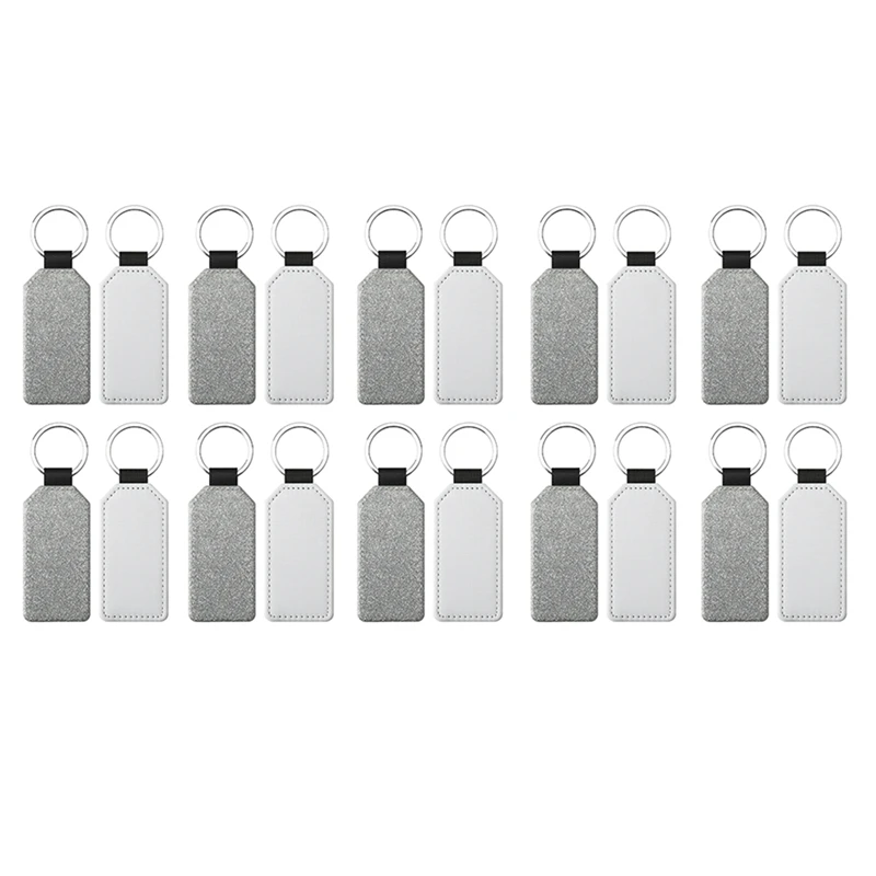 20 Piece Glitter PU Leather Keychain Heat Transfer Keyring Sublimation Blank Rectangle Silver
20 Piece Glitter PU Leather Keychain Heat Transfer Keyring Sublimation Blank Rectangle Silver