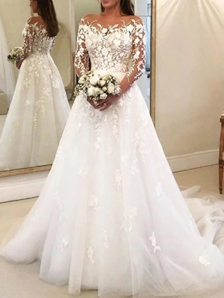 Vintage Ball Gown Wedding Dresses Bridal Engagement Party Off Shoulder Long Sleeve Chapel Train Lace Appliques 2023
Vintage Ball Gown Wedding Dresses Bridal Engagement Party Off Shoulder Long Sleeve Chapel Train Lace Appliques 2023