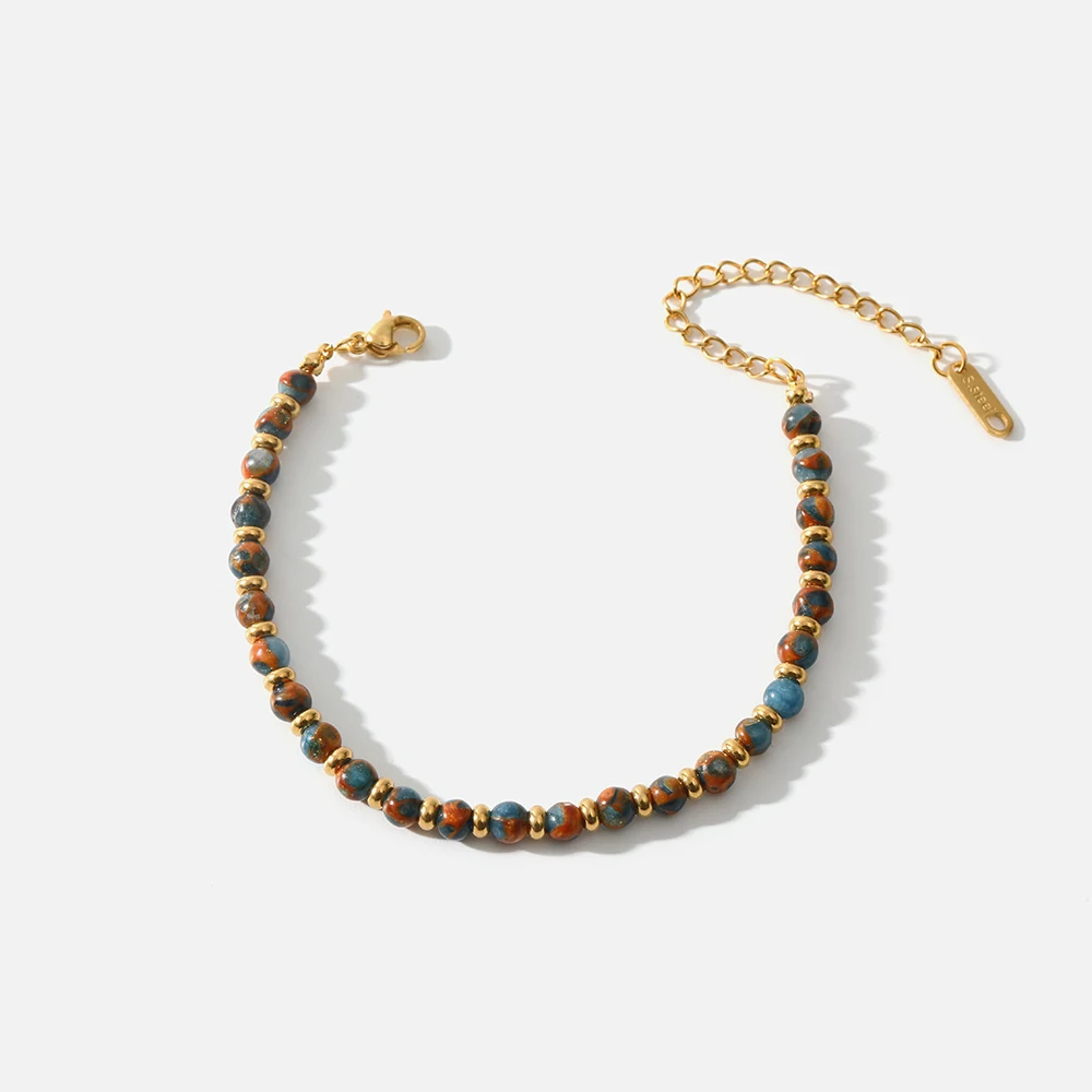 Stainless Steel Unisex Natural Stone Charm Bracelets For Women Girls Texture 18K Gold Bohemia Beaded Strand Bracelet Jewelry
Stainless Steel Unisex Natural Stone Charm Bracelets For Women Girls Texture 18K Gold Bohemia Beaded Strand Bracelet Jewelry
