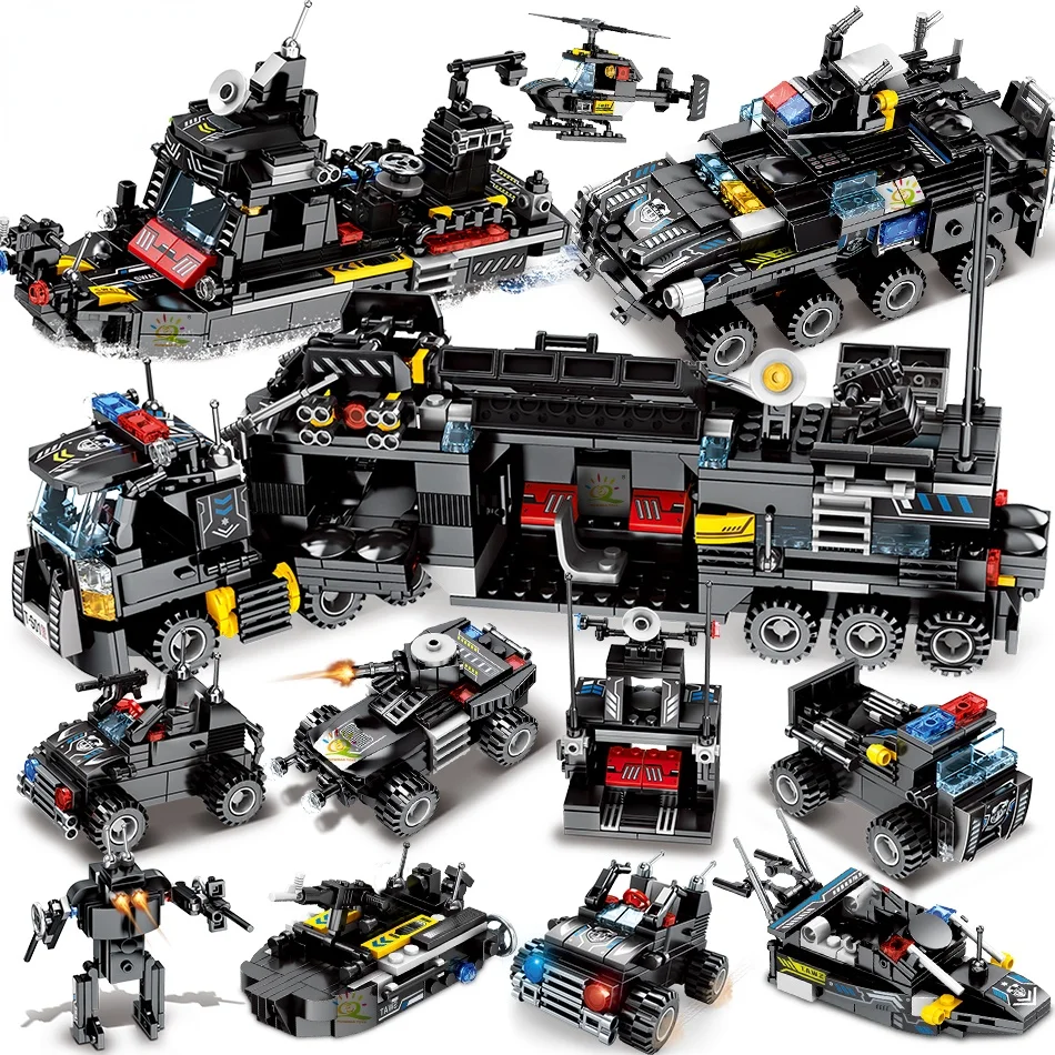 HUIQIBAO 695PCS 8in1 SWAT Police Command Truck Building Blocks City Helicopter Model Bricks Kit Educational Toys for Children
HUIQIBAO 695PCS 8in1 SWAT Police Command Truck Building Blocks City Helicopter Model Bricks Kit Educational Toys for Children