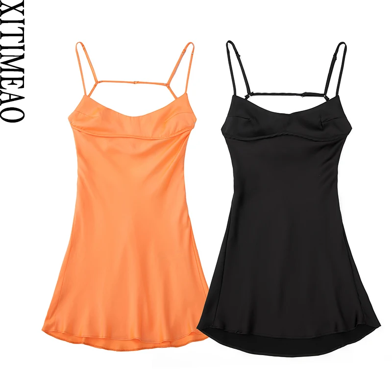 Xitimeao Women Fashion Satin Back Cut Out Mini Dress Vintage Backless Side Zipper Thin Straps Female Dresses Vestidos
Xitimeao Women Fashion Satin Back Cut Out Mini Dress Vintage Backless Side Zipper Thin Straps Female Dresses Vestidos