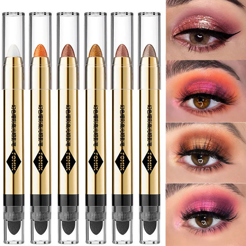 6Colors Glitter Eyeshadow Stick Double Head Waterproof Non Smudging Matte High Gloss Silkworm Shadow Face Brightening Pen Makeup
6Colors Glitter Eyeshadow Stick Double Head Waterproof Non Smudging Matte High Gloss Silkworm Shadow Face Brightening Pen Makeup