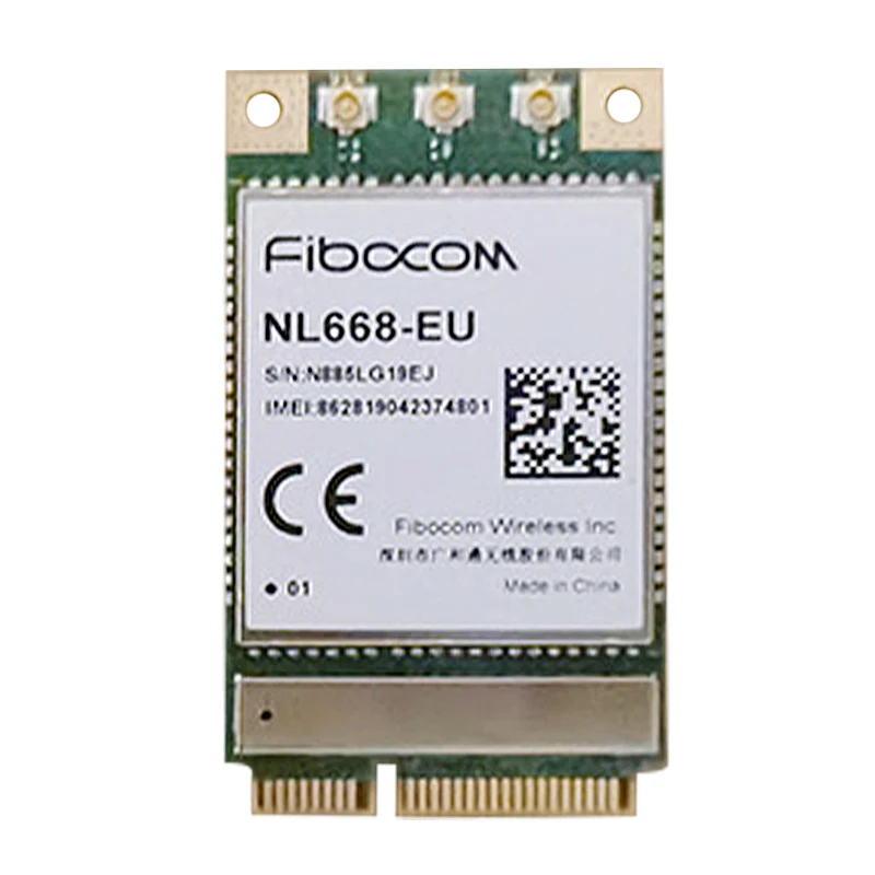 Fibocom NL668-EU LTE Cat4 mini pcie module for Europe LTE-FDD B1/B3/B5/B7/B8/B20 WCDMA B1/B5/B8 GSM/GPRS/EDGE 850/900/1800MHz
Fibocom NL668-EU LTE Cat4 mini pcie module for Europe LTE-FDD B1/B3/B5/B7/B8/B20 WCDMA B1/B5/B8 GSM/GPRS/EDGE 850/900/1800MHz