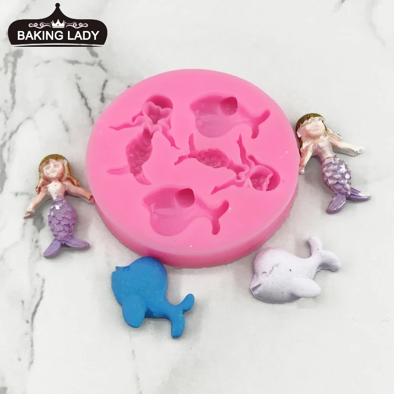 

Mermaid and Whale Silicone Cake Moulds Sea Animal Moulds Chocolate Baking Decorating Tools Cupcake DIY Kitchen Cookies Mould