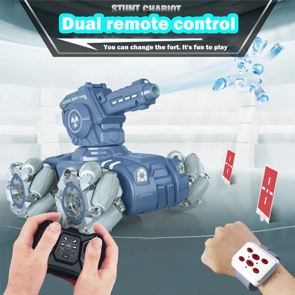 Gesture Sensing RC Car Remote Control Tank Four-Wheel Drive Launch Water Bomb Spray DetachableTurret and Light Climbing Toy Car
Gesture Sensing RC Car Remote Control Tank Four-Wheel Drive Launch Water Bomb Spray DetachableTurret and Light Climbing Toy Car