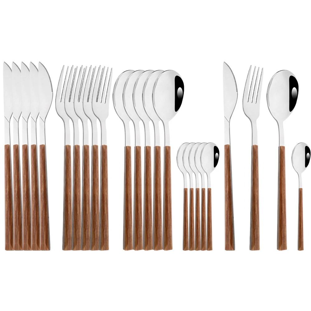 Drmfiy Brown Silver Cutlery Stainless Steel Set 24Pcs Dinnerware Set Kitchen Tableware Western Knife Fork Spoons Silverware Set
Drmfiy Brown Silver Cutlery Stainless Steel Set 24Pcs Dinnerware Set Kitchen Tableware Western Knife Fork Spoons Silverware Set