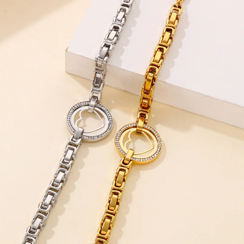 Fashion Jewelry Exaggerated Diamond Hollow Heart Plated 18k Real Gold Stainless Steel Single Link Chain Ladies Bracelet
Fashion Jewelry Exaggerated Diamond Hollow Heart Plated 18k Real Gold Stainless Steel Single Link Chain Ladies Bracelet