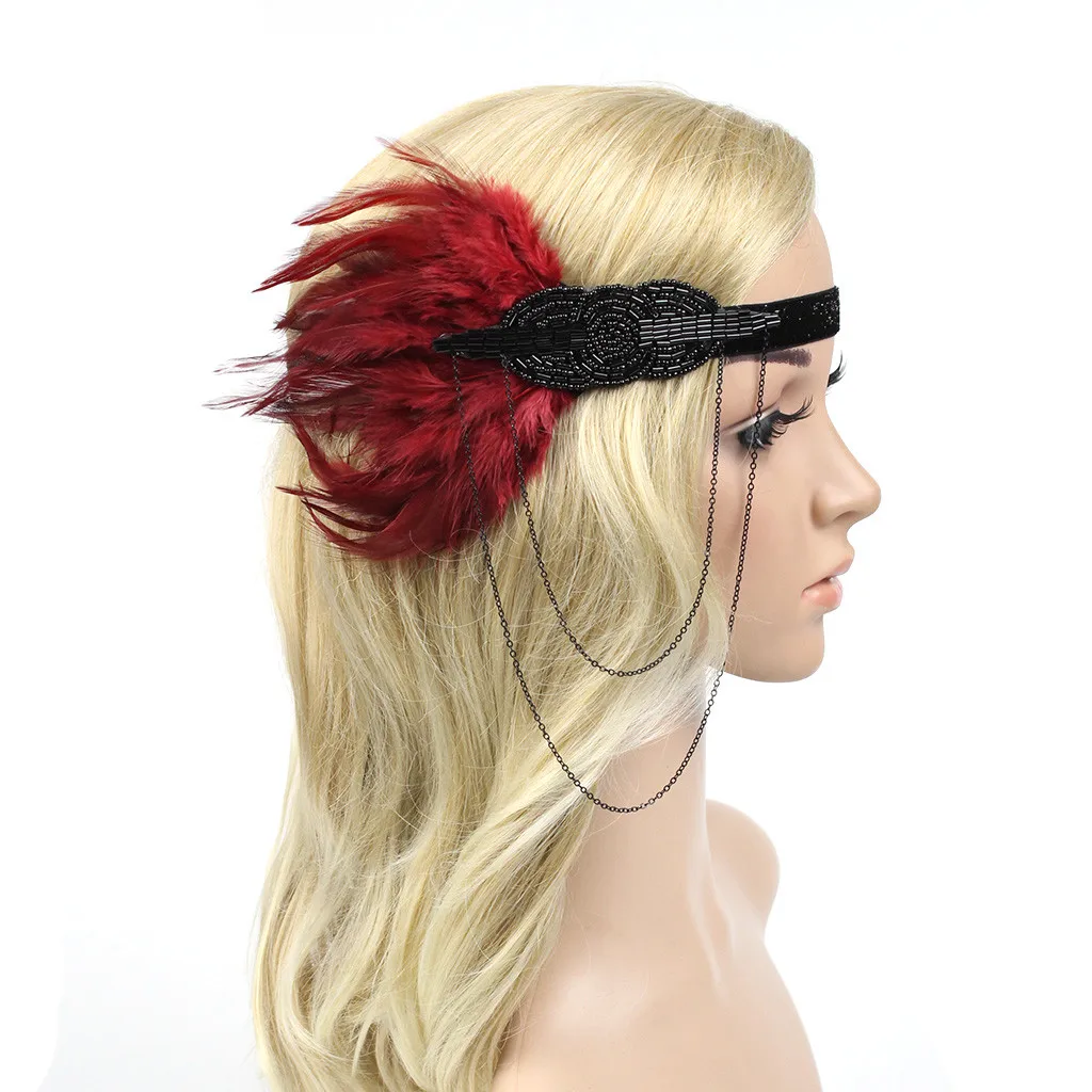 20s Flapper Feather Ladies Headband Accessories Crystal Beaded Wedding Female Headpiece Non-Slip Fashion Women's Scrunchie
20s Flapper Feather Ladies Headband Accessories Crystal Beaded Wedding Female Headpiece Non-Slip Fashion Women's Scrunchie