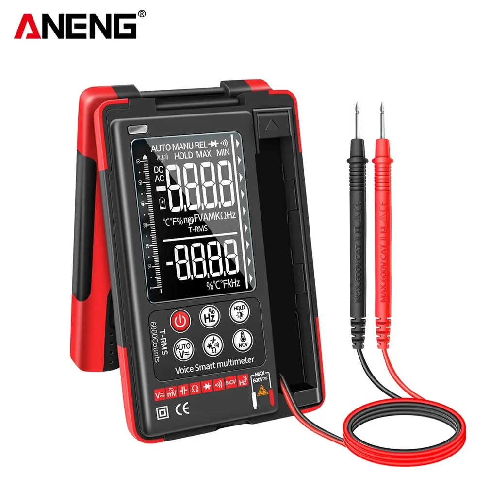 Цифровой мультиметр ANENG Q60, тестер речевого распознавания, транзисторов, 6000 отсчетов, измеритель емкости и истинных среднеквадратичных знач...
Цифровой мультиметр ANENG Q60, тестер речевого распознавания, транзисторов, 6000 отсчетов, измеритель емкости и истинных среднеквадратичных знач...