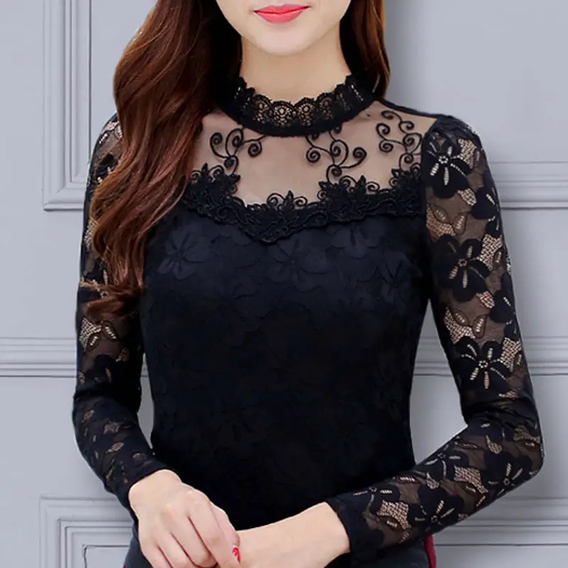Woman Tshirts Lace Women's Long Sleeve Women's Top Clothing Hollow Mesh Tops Mujer Camisetas
Woman Tshirts Lace Women's Long Sleeve Women's Top Clothing Hollow Mesh Tops Mujer Camisetas