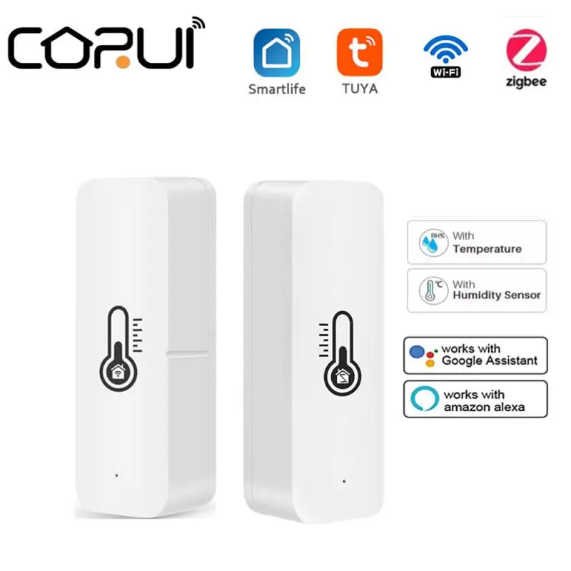 Умный контроллер температуры и влажности CORUI Tuya Wi-Fi ZigBee, комнатный гигрометр, работает с Alexa Google Assistant 
Умный контроллер температуры и влажности CORUI Tuya Wi-Fi ZigBee, комнатный гигрометр, работает с Alexa Google Assistant