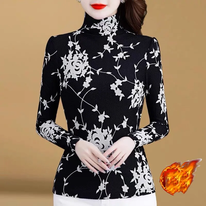 Thin/Thick Women's Autumn Winter New Long Sleeve Tshirt High Neck Printed Bottoming Shirt Fashion Slim Mesh Top M-4XL
Thin/Thick Women's Autumn Winter New Long Sleeve Tshirt High Neck Printed Bottoming Shirt Fashion Slim Mesh Top M-4XL