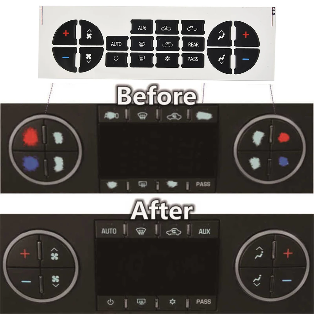 1PC A/C Button Repair Kit Decal Stickers Dash Replacement For GMC 2007-2014 PVC Controls Sticker Interior Car Accessories 
1PC A/C Button Repair Kit Decal Stickers Dash Replacement For GMC 2007-2014 PVC Controls Sticker Interior Car Accessories