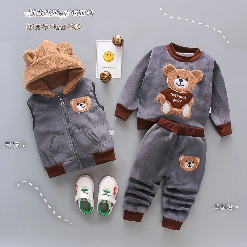 Autumn Winter Baby Boy Outerwear Clothes Toddler Girl Outfits Set Children Kids Cartoon Bear Tops Pants 3pcs Warm Clothing Suits
Autumn Winter Baby Boy Outerwear Clothes Toddler Girl Outfits Set Children Kids Cartoon Bear Tops Pants 3pcs Warm Clothing Suits