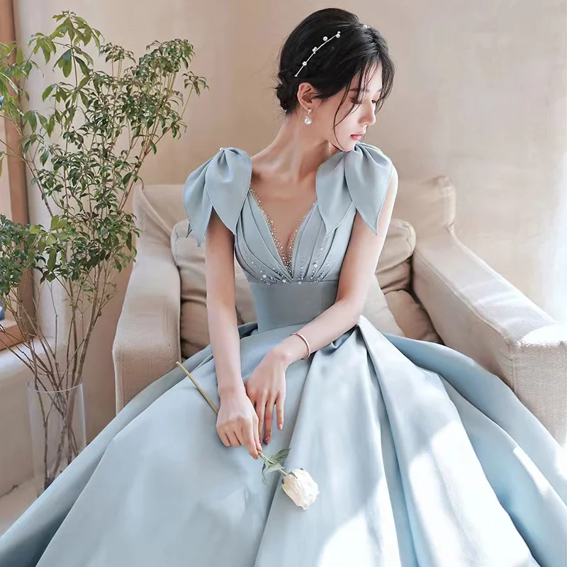 Sky Blue Satin Long Prom Dresses Sexy O-Neck Slim A-Line Sleeveless Lace Up Princess Mini Graduation Ball Evening Gown For Woman
Sky Blue Satin Long Prom Dresses Sexy O-Neck Slim A-Line Sleeveless Lace Up Princess Mini Graduation Ball Evening Gown For Woman