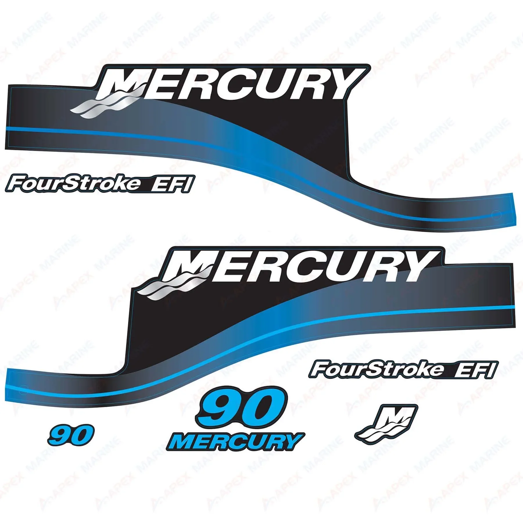 Наклейки для Mercury 90 HP четырехтактный EFI подвесной двигатель синий набор наклеек