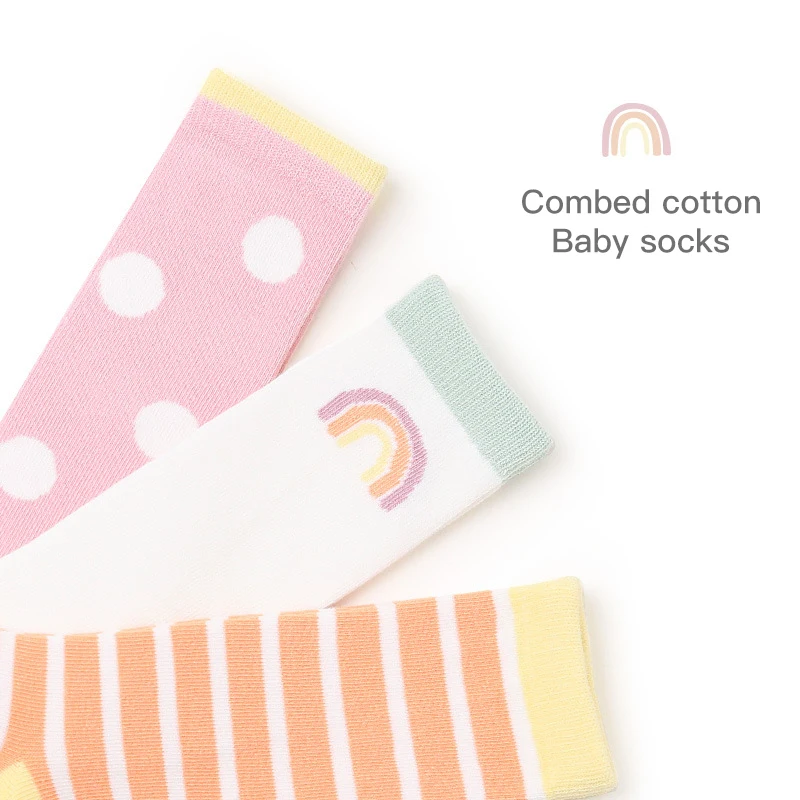 

Socks Polka Dot Rainbow Baby Over Knee Socks Combed Cotton Class A Boneless Baby Socks Boutique Box