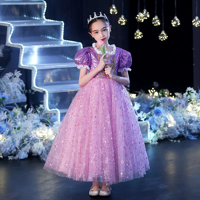 Purple Ankle-Length Short Sleeves Sequins Ball Gown Square Collar Kids Party Communion Dresses Girl Dresses For Weddings A2158
Purple Ankle-Length Short Sleeves Sequins Ball Gown Square Collar Kids Party Communion Dresses Girl Dresses For Weddings A2158