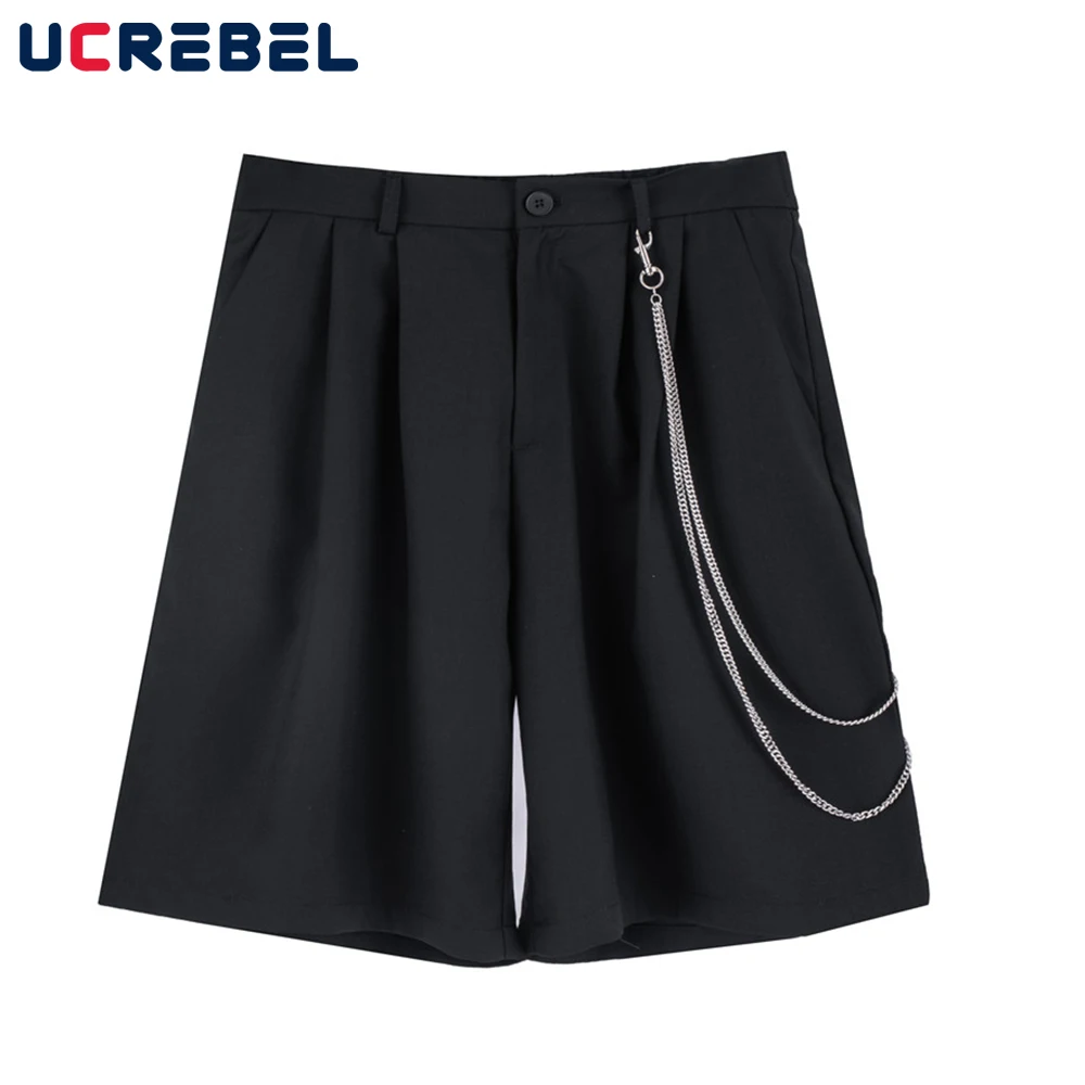 Chain Decoration Casual Shorts Mens Summer Loose Knee-length Shorts Streetwear Elastic Waist Solid Color Tailored Shorts Men
Chain Decoration Casual Shorts Mens Summer Loose Knee-length Shorts Streetwear Elastic Waist Solid Color Tailored Shorts Men