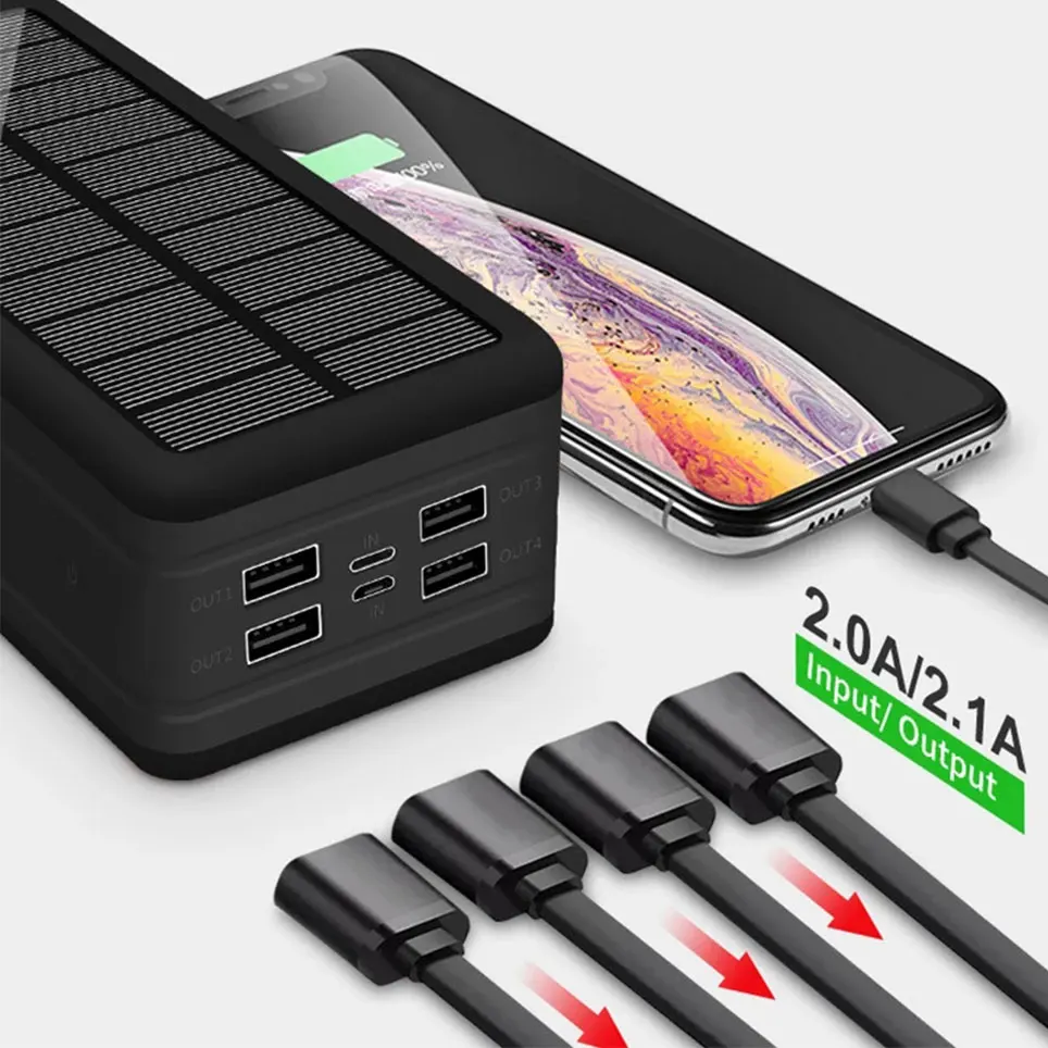 

Solar powered power bank mobile phone wireless charging large capacity battery, external battery, fast charging, 10000mAh