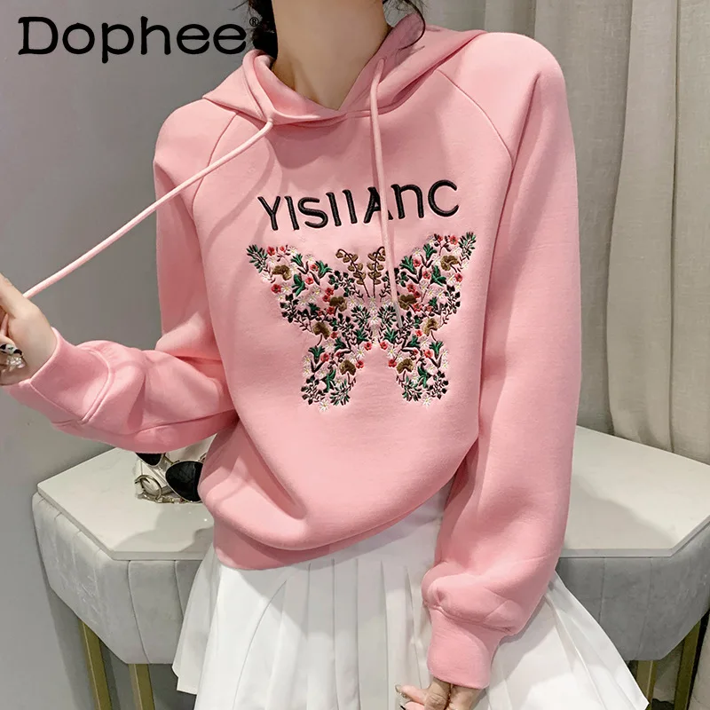 Space Cotton Hooded Sweatshirt Women 2022 New Spring Autumn Clothes Heavy Industry Butterfly Embroidery Casual Pink Hoodies Top
Space Cotton Hooded Sweatshirt Women 2022 New Spring Autumn Clothes Heavy Industry Butterfly Embroidery Casual Pink Hoodies Top