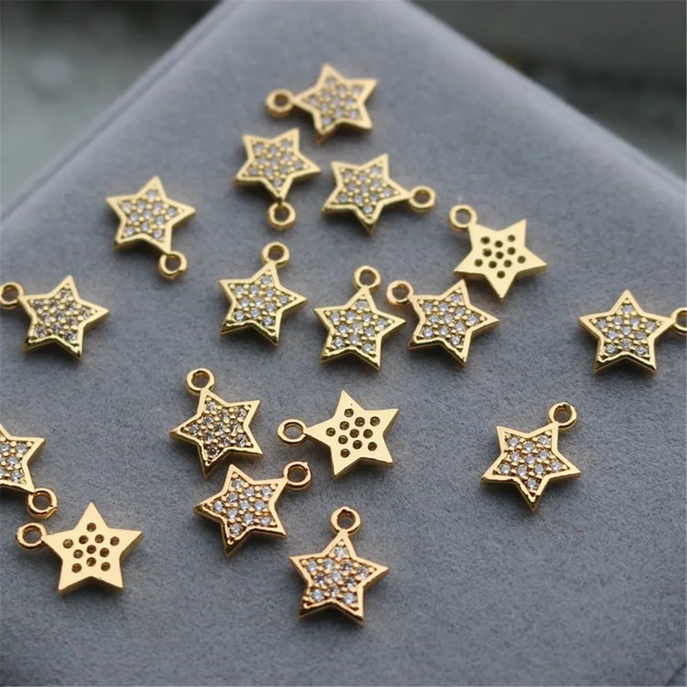 18 karat gold accessories/color preserving inlaid zirconia star type pendant OD 10mm pentagram diy jewelry accessories
18 karat gold accessories/color preserving inlaid zirconia star type pendant OD 10mm pentagram diy jewelry accessories