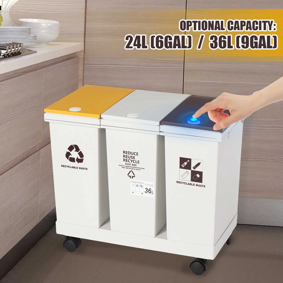Garbage Sorting Trash Waste Bin Household 2/3 Buckets with Lid Creative Large Kitchen Dedicated Dry Wet Separation Trash Can
Garbage Sorting Trash Waste Bin Household 2/3 Buckets with Lid Creative Large Kitchen Dedicated Dry Wet Separation Trash Can