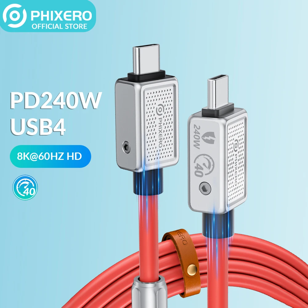 Кабель PHIXERO USB4, 240 Вт, совместимый с Thunderbolt 3, видео 8K @ 60 Гц, PD3.1, USB C, быстрая зарядка, 40 Гбит/с, силиконовый для передачи данных для Macbook
Кабель PHIXERO USB4, 240 Вт, совместимый с Thunderbolt 3, видео 8K @ 60 Гц, PD3.1, USB C, быстрая зарядка, 40 Гбит/с, силиконовый для передачи данных для Macbook