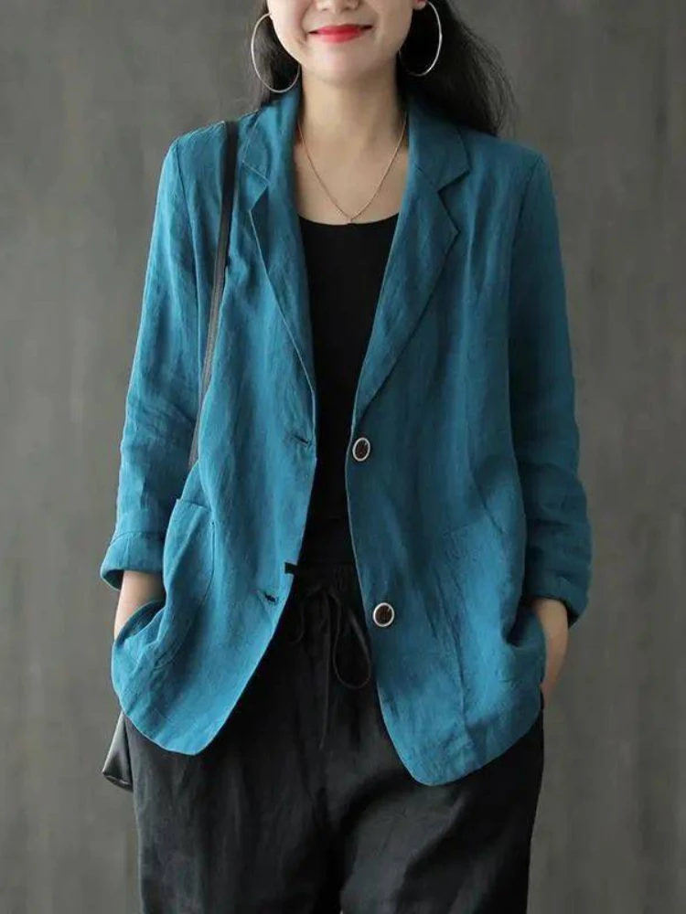 Blazer Coat Women Jackets Cotton Linen Suits Spring And Summer New Linen Tops All-match Fashion Long-Sleeve Casual Temperament
Blazer Coat Women Jackets Cotton Linen Suits Spring And Summer New Linen Tops All-match Fashion Long-Sleeve Casual Temperament