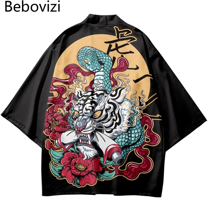 Streetwear Men Women Beach Kimono Japanese Style Snake Tiger Print Cardigan Summer Cosplay Haori Yukata Harajuku Tops Robe
Streetwear Men Women Beach Kimono Japanese Style Snake Tiger Print Cardigan Summer Cosplay Haori Yukata Harajuku Tops Robe
