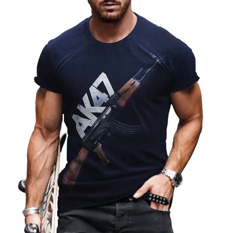 Summer Men's 3D Ak47 Gun Print T-Shirt Casual Fashion Round Neck Short Sleeve Street Top
Summer Men's 3D Ak47 Gun Print T-Shirt Casual Fashion Round Neck Short Sleeve Street Top