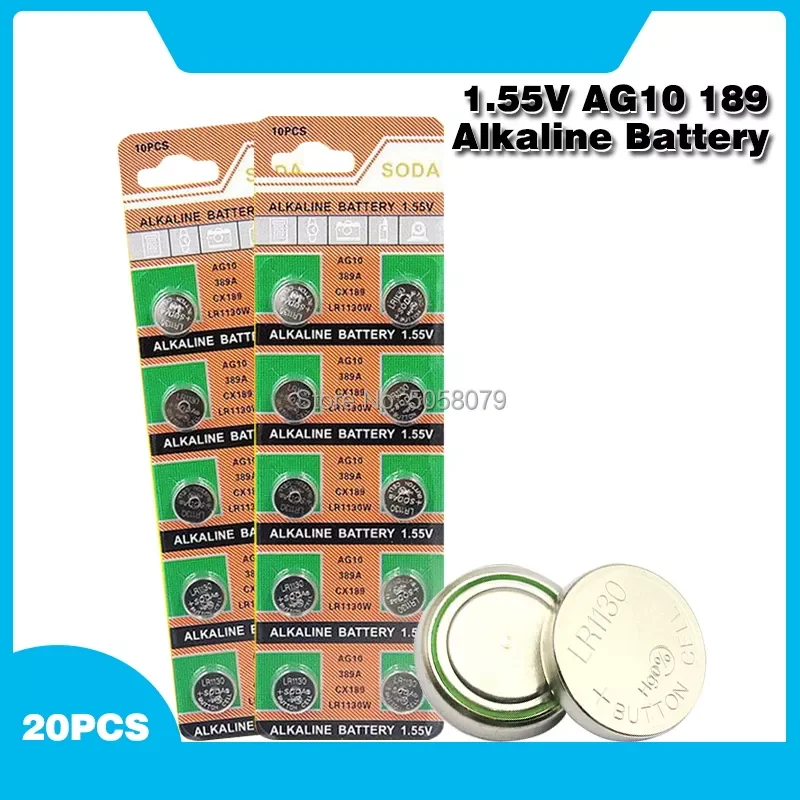 20 шт., щелочные батарейки AG10 LR1130, 1,55 в, AG 10 SR54 189 389 SR1130 L1131 G10A
20 шт., щелочные батарейки AG10 LR1130, 1,55 в, AG 10 SR54 189 389 SR1130 L1131 G10A