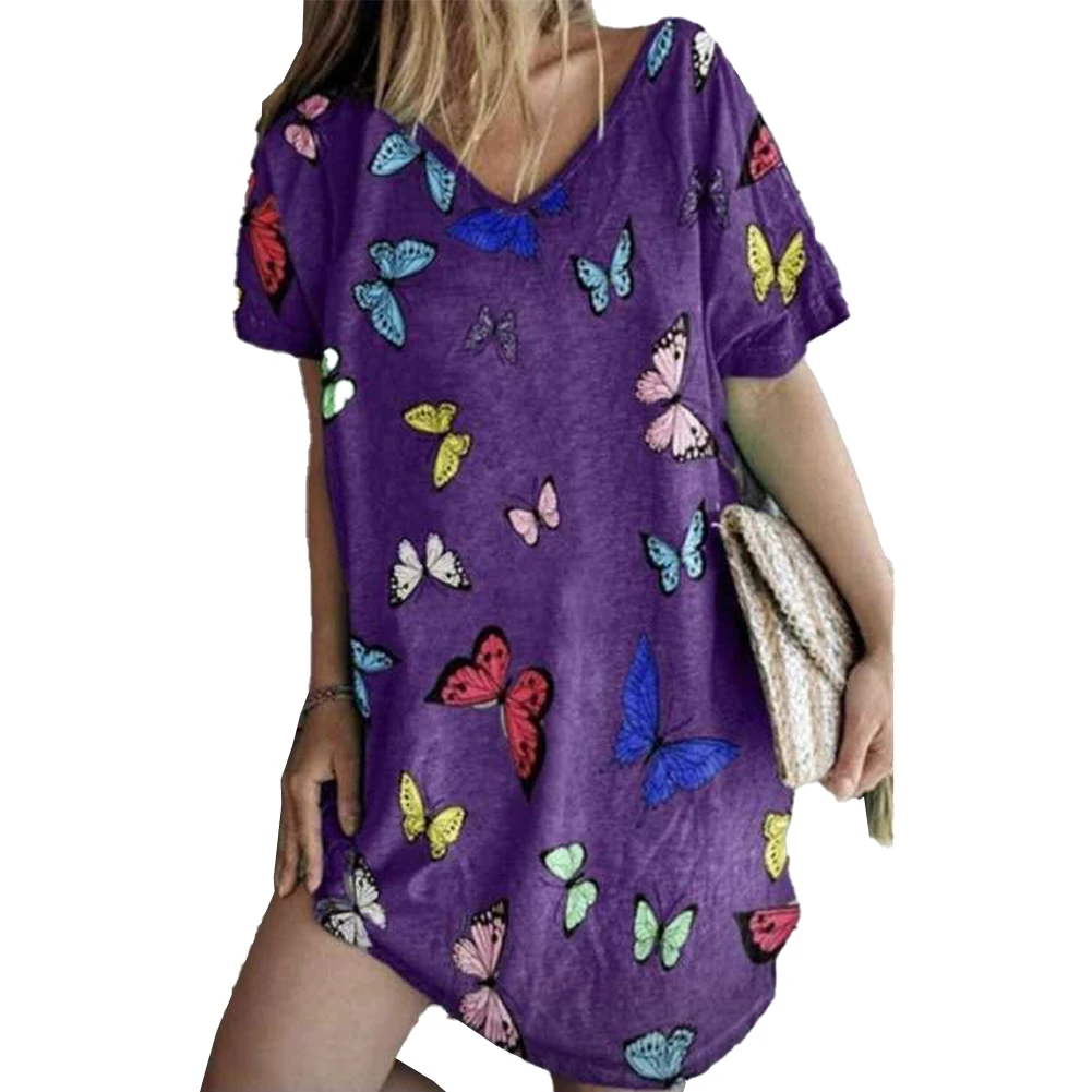 Women Summer V Neck Short Sleeve Butterfly Print T Shirt Casual A Line Dress Sundresses Outfits Clothes Vestido
Women Summer V Neck Short Sleeve Butterfly Print T Shirt Casual A Line Dress Sundresses Outfits Clothes Vestido