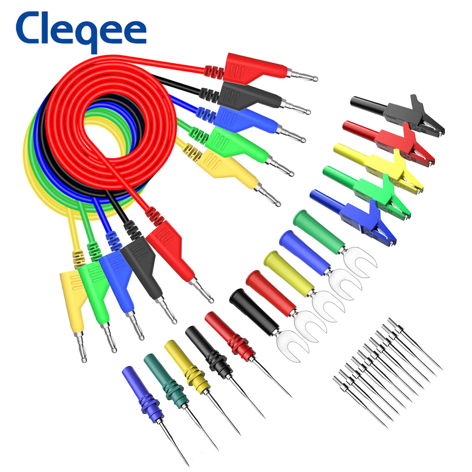 Cleqee P1036B 4mm Banana to Banana Plug Test Lead Kit for Multimeter Match Alligator clip U-type & puncture test probe kit
Cleqee P1036B 4mm Banana to Banana Plug Test Lead Kit for Multimeter Match Alligator clip U-type & puncture test probe kit