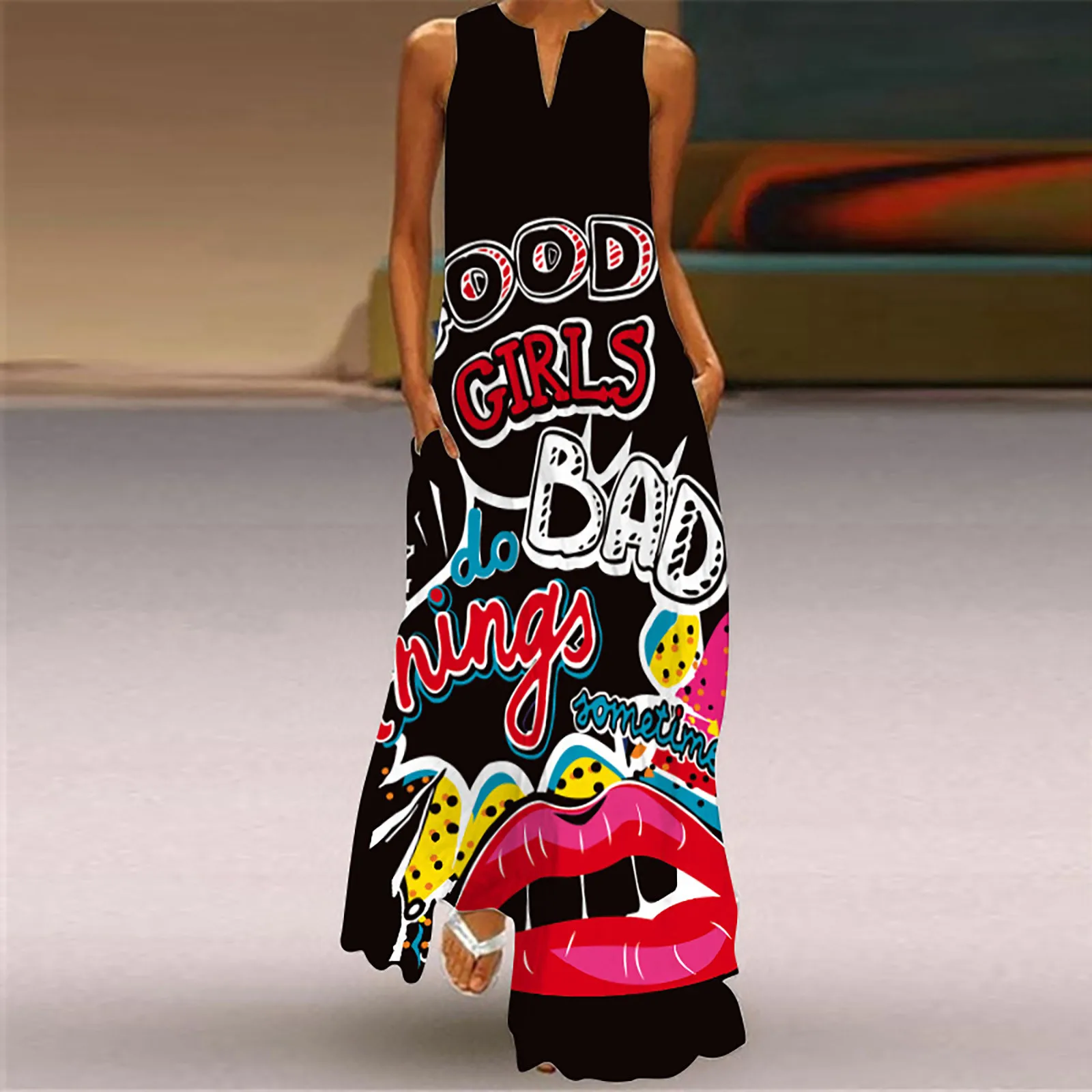 Elegant Lip Print Maxi Dress Summer Notch V Neck Dresses 2023 Y2k Hip Hop Streewear Women Sexy Long Vestidos Female Beach Robe
Elegant Lip Print Maxi Dress Summer Notch V Neck Dresses 2023 Y2k Hip Hop Streewear Women Sexy Long Vestidos Female Beach Robe