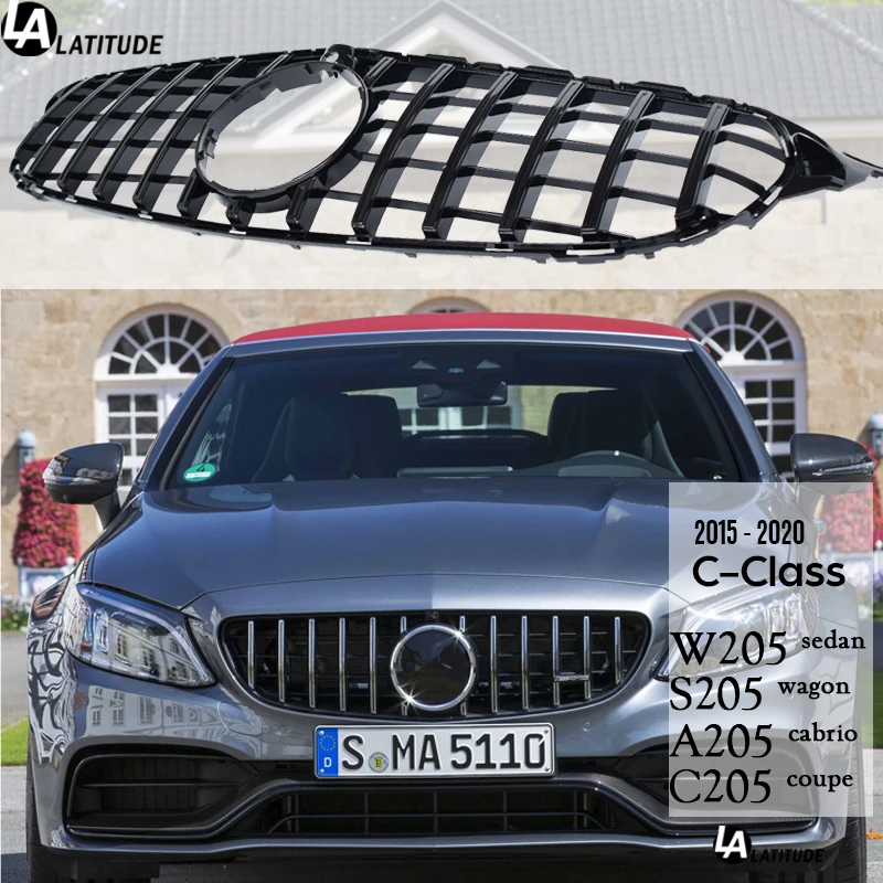 

W205 Grille. Panamericana 2019-C63-look Radiator Grill for Mercedes 2015 - 2020 C Class S205 Estate A205 Cabrio C205 Coupe