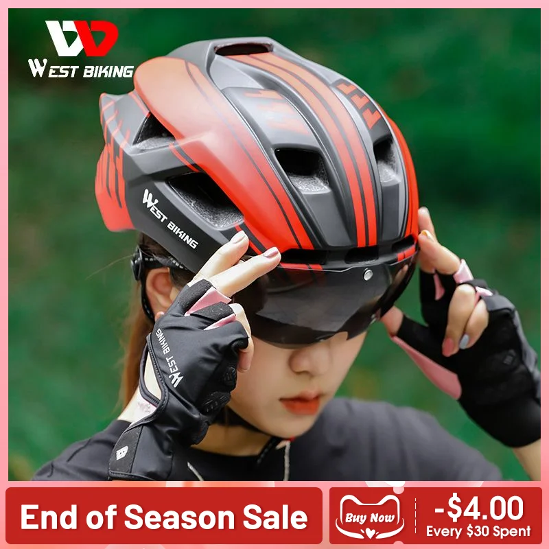 WEST BIKING Bicycle Helmet Men Women Safety Helmet With Goggles Sunshade Lens Taillight MTB Road Bike Adjustable Cycling Helmet
WEST BIKING Bicycle Helmet Men Women Safety Helmet With Goggles Sunshade Lens Taillight MTB Road Bike Adjustable Cycling Helmet