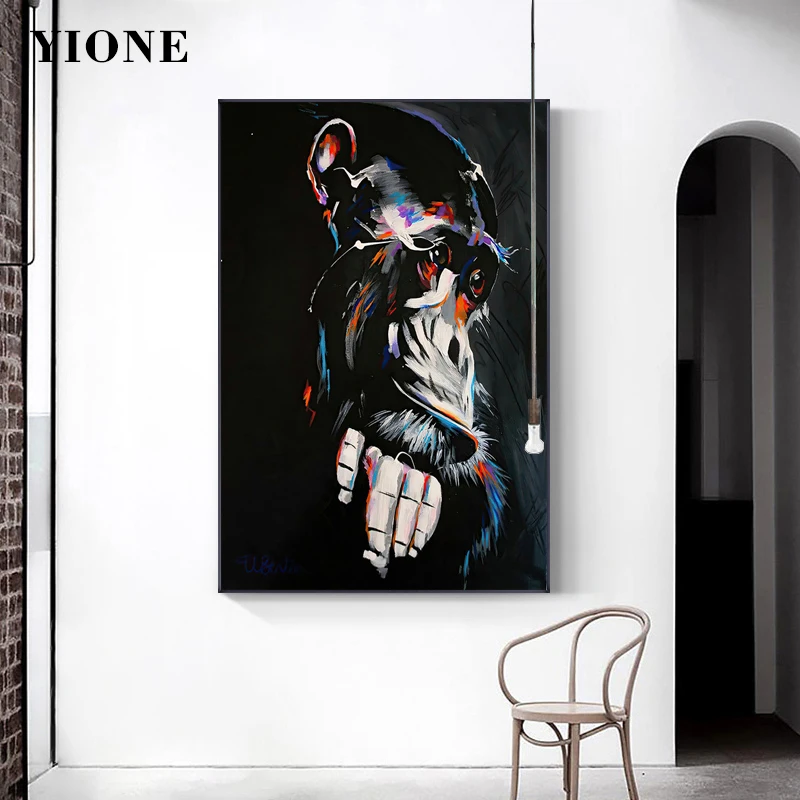 Sad Black Chimpanzee Oil Painting Print Modern Abstract Animal Monkey Canvas Poster Wall Art Decoration for Bedroom Living Room
Sad Black Chimpanzee Oil Painting Print Modern Abstract Animal Monkey Canvas Poster Wall Art Decoration for Bedroom Living Room