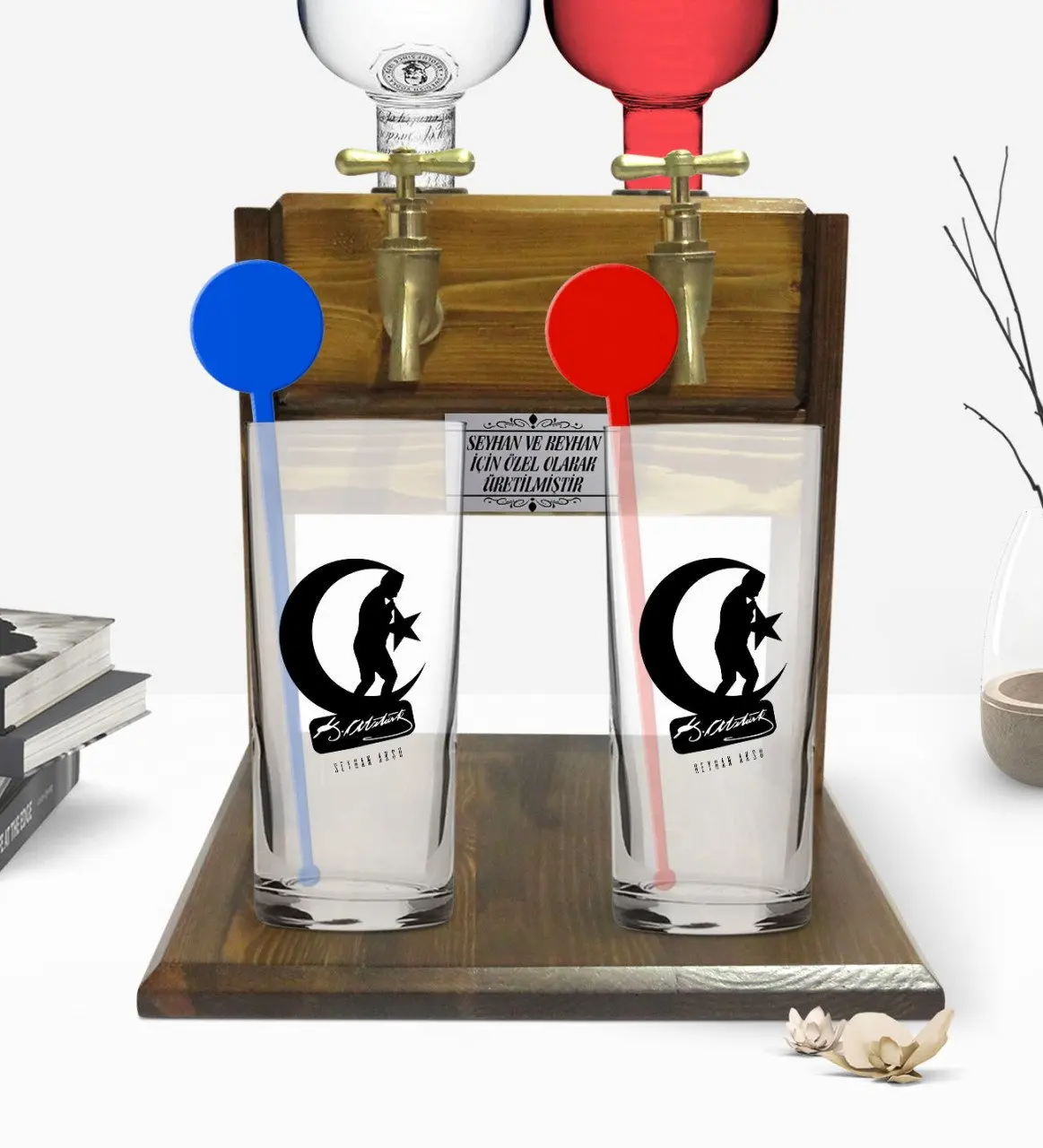 Personalized Colorful Printed Ataturk Themed Dual Vodka Cup and Double Tap Natural Wood Vodka Standı-32
Personalized Colorful Printed Ataturk Themed Dual Vodka Cup and Double Tap Natural Wood Vodka Standı-32