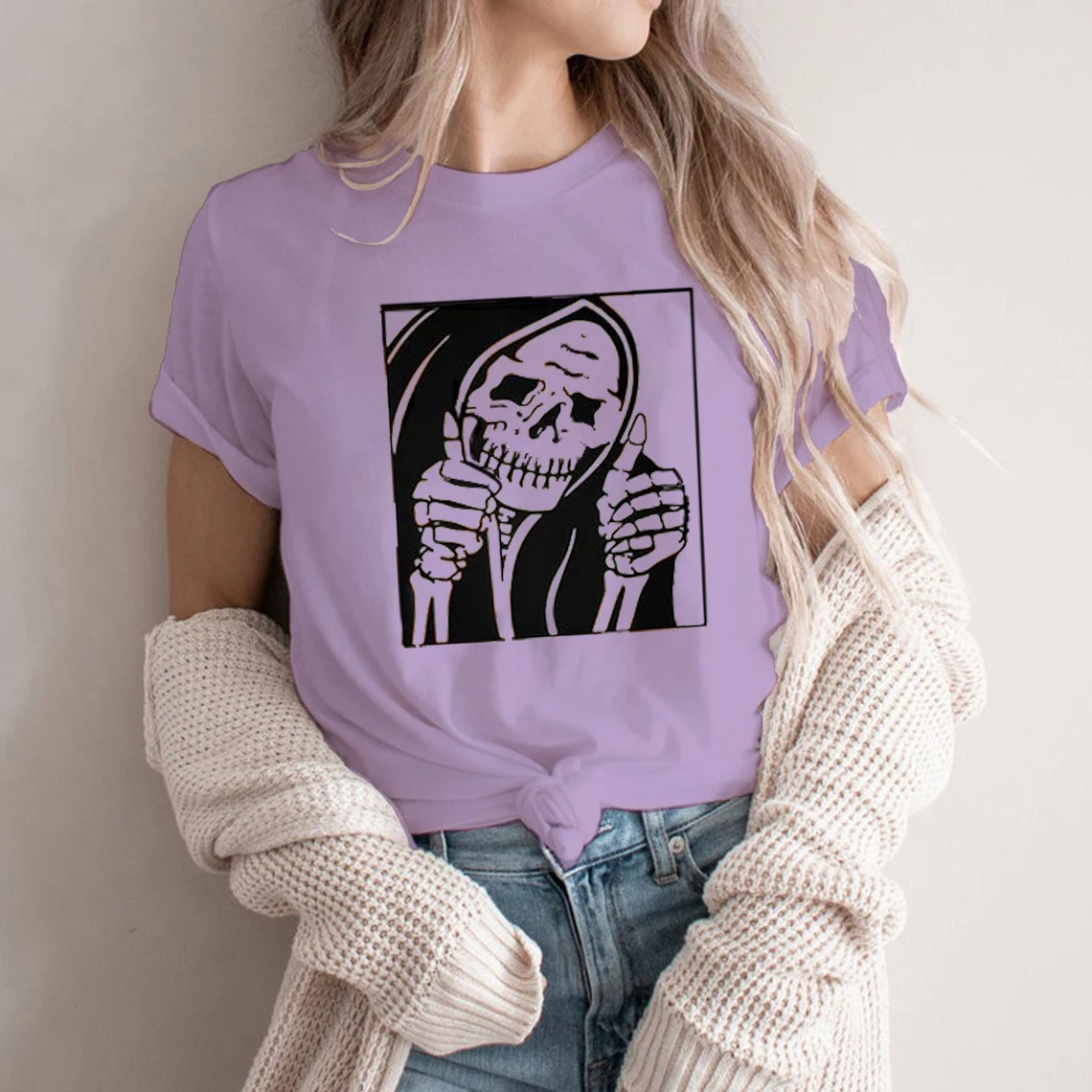 Rheaclot Tie Dyed Skeleton Stay Positive Women's Summer Tops Graphic T-shirt Round Neck Tee
Rheaclot Tie Dyed Skeleton Stay Positive Women's Summer Tops Graphic T-shirt Round Neck Tee