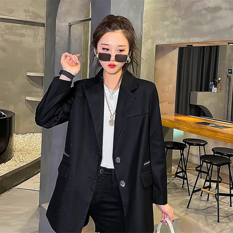 Korean Women Casual Black Suit Jacket 2022 Spring Autumn Loose Notched Collar Long Sleeve Female Blazers Outwear Ropa Para Mujer
Korean Women Casual Black Suit Jacket 2022 Spring Autumn Loose Notched Collar Long Sleeve Female Blazers Outwear Ropa Para Mujer
