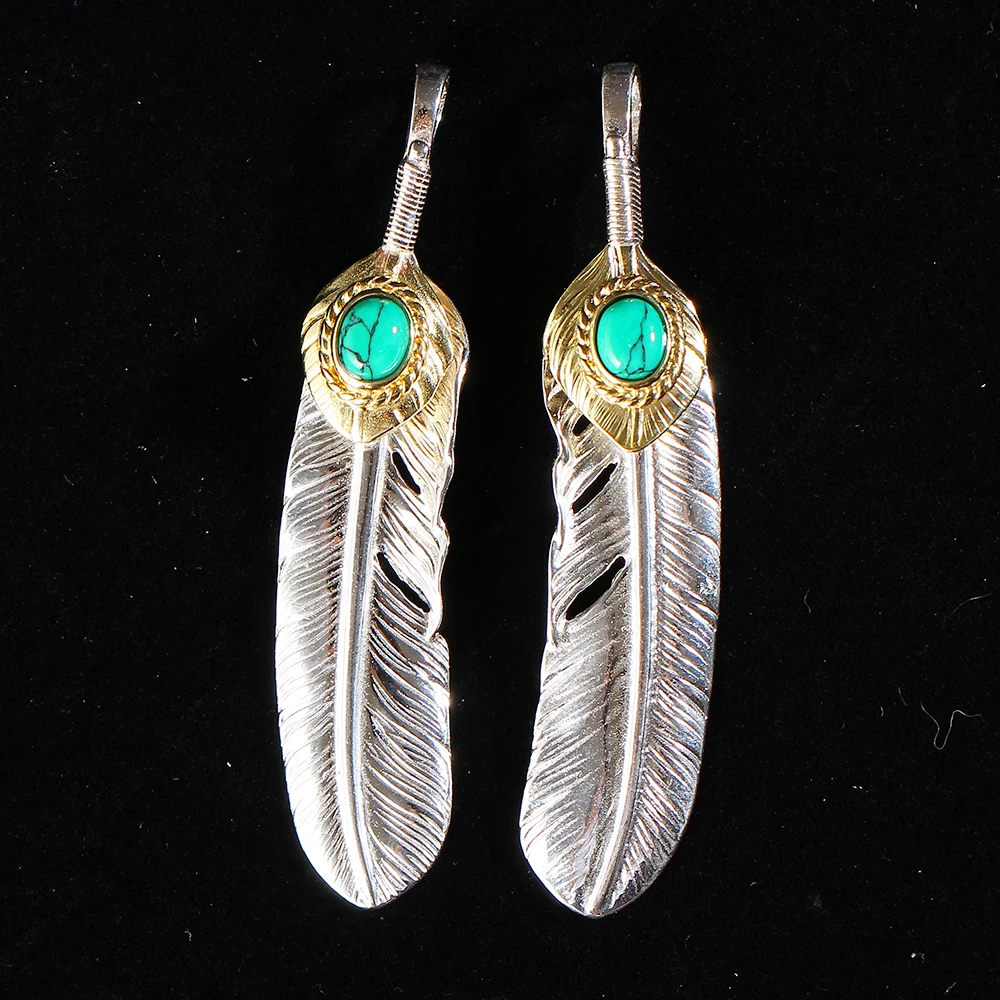 S925 Sterling Silver Jewelry Retro Thai Silver Korean Version Of Men And Women Turquoise Feather Pendant GOP006-B
S925 Sterling Silver Jewelry Retro Thai Silver Korean Version Of Men And Women Turquoise Feather Pendant GOP006-B