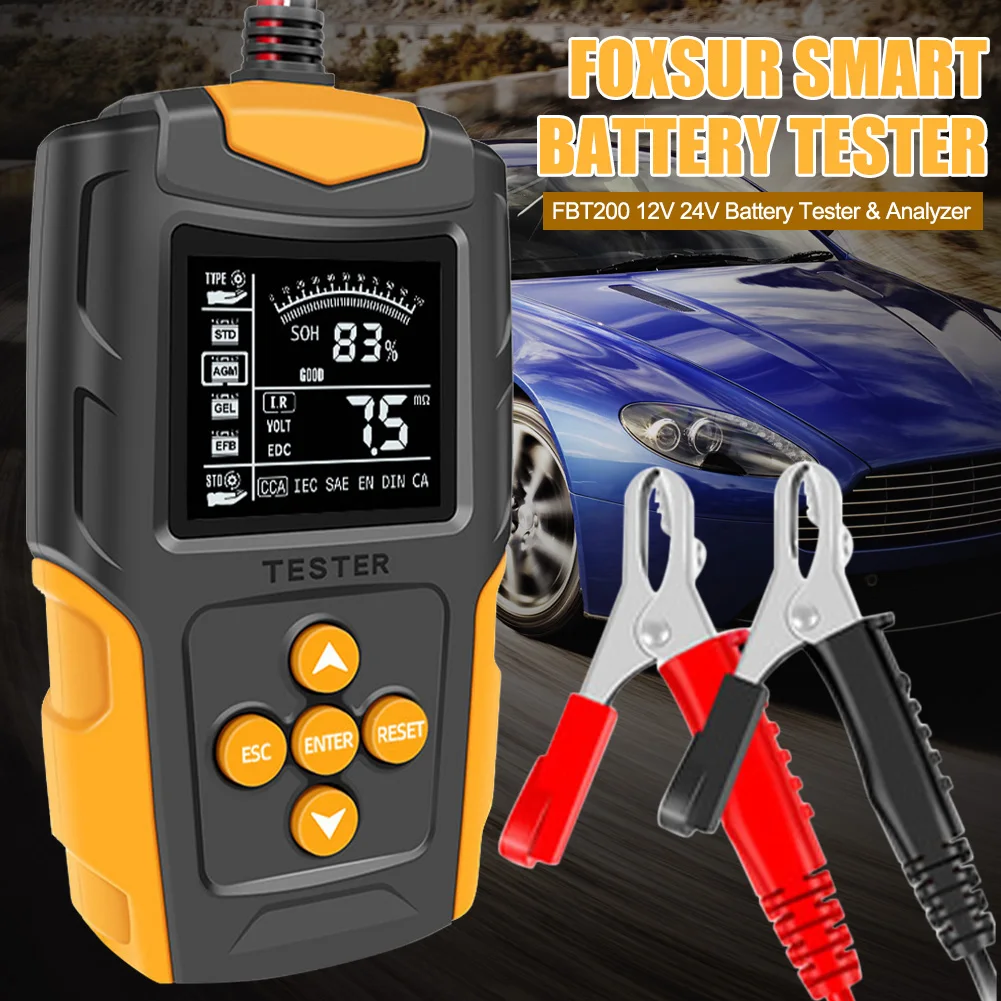 12V/24V Car Battery Tester CCA 3Ah-200Ah Battery Analyzer Digital Charging Cranking System Tester for Car Motorcycle Truck Boat
12V/24V Car Battery Tester CCA 3Ah-200Ah Battery Analyzer Digital Charging Cranking System Tester for Car Motorcycle Truck Boat