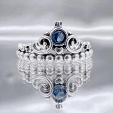 2021 New 925 Sterling Silver Glittering Blue Crown Pan Ring Is Suitable For Womens Gift Wedding Diy Jewelry