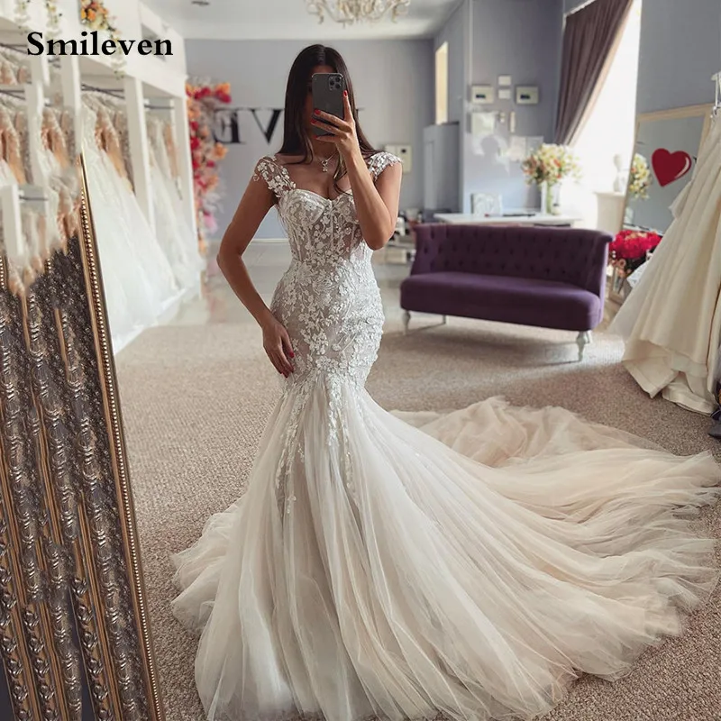 Smileven Lace Mermaid Wedding Dress Off The Shoulder Appliques Bride Dresses Sweep Train Wedding Gown Vestido de novia 2023
Smileven Lace Mermaid Wedding Dress Off The Shoulder Appliques Bride Dresses Sweep Train Wedding Gown Vestido de novia 2023